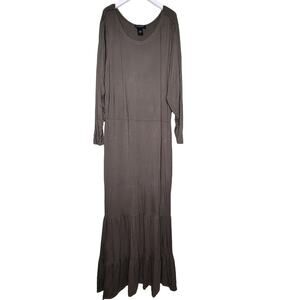 Ashley Stewart Dress 14/16‎ Olive Green Tiered Maxi Long Sleeve Cottagecore Knit